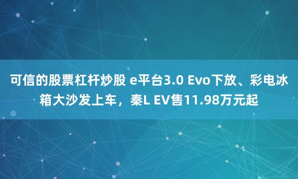 可信的股票杠杆炒股 e平台3.0 Evo下放、彩电冰箱大沙发上车，秦L EV售11.98万元起