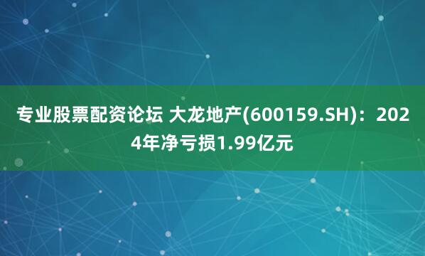 专业股票配资论坛 大龙地产(600159.SH)：2024年净亏损1.99亿元