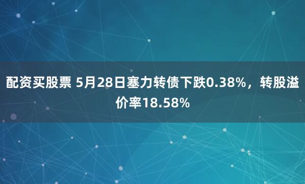配资买股票 5月28日塞力转债下跌0.38%，转股溢价率18