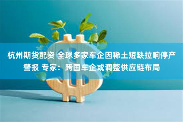 杭州期货配资 全球多家车企因稀土短缺拉响停产警报 专家：跨国车企或调整供应链布局
